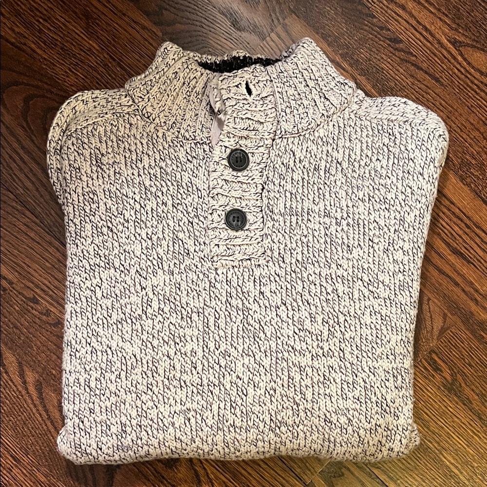 Roots Marled Black and White Turtleneck Sweater
